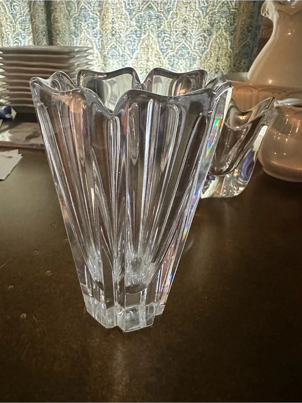 Orrefors Clear Crystal Petal Flower Vase 5.75 Inch